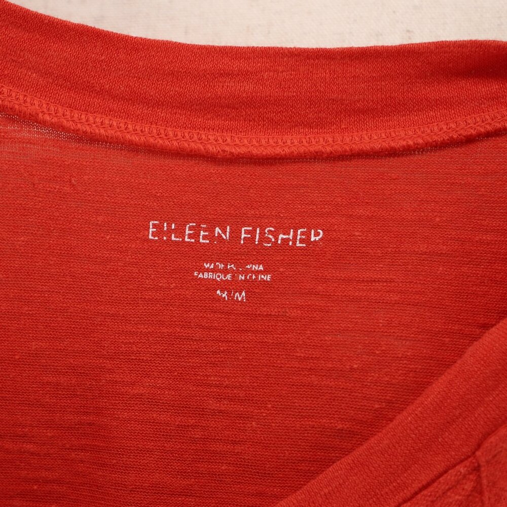 EILEEN FISHER Organic Cotton and Hemp V- neck Dress Orange Size M - Picture 5 of 7